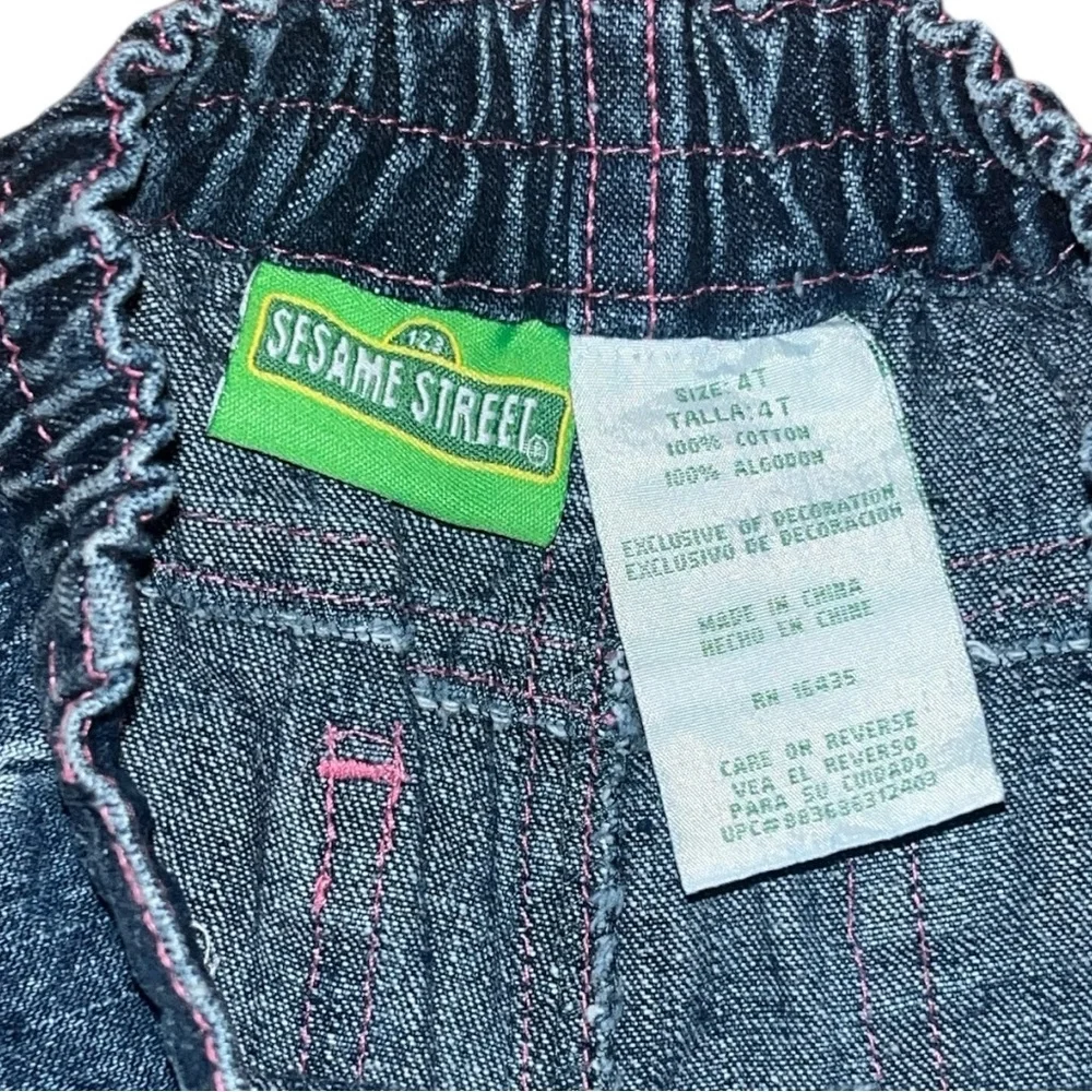 Sesame‎ Street Girls Toddler Blue Jeans Wide Leg Comfort Elastic Waist Pants 4T